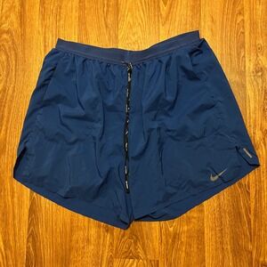 Nike Running Shorts Men 2XL Blue Dri-FIT Athletic Gym Pockets Drawstring